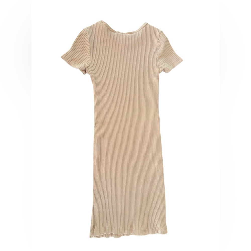 H&M Fitted Dress Light Pink/Nude Ribbed Short Bodycon - Small - Picture 3 of 5